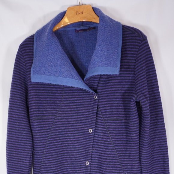PRANA purple striped wool cardigan sweater XL - Picture 2 of 8